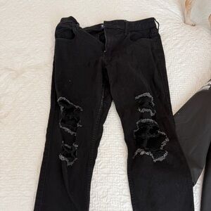 Hollister Black High Rise Super Skinny Ripped Jeans